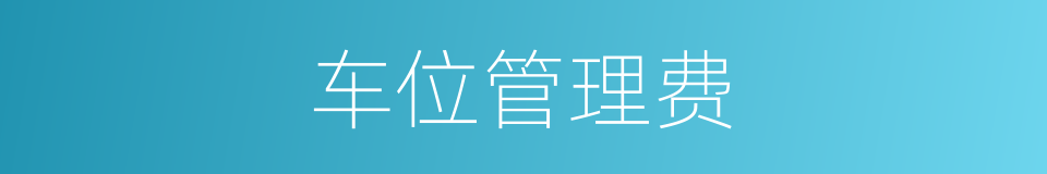 车位管理费的同义词