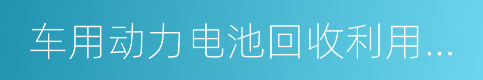 车用动力电池回收利用余能检测的同义词