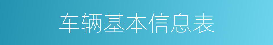 车辆基本信息表的同义词