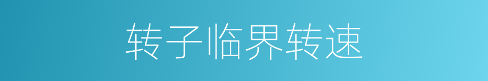 转子临界转速的同义词
