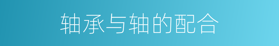 轴承与轴的配合的同义词