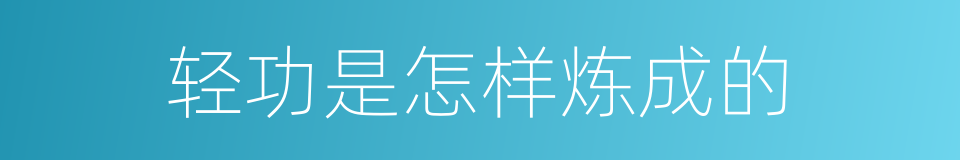轻功是怎样炼成的的同义词