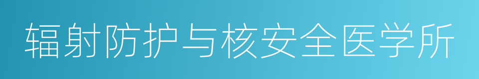 辐射防护与核安全医学所的同义词