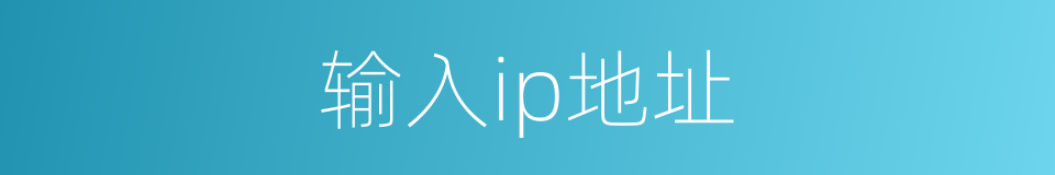 输入ip地址的同义词