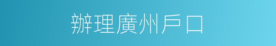 辦理廣州戶口的同義詞