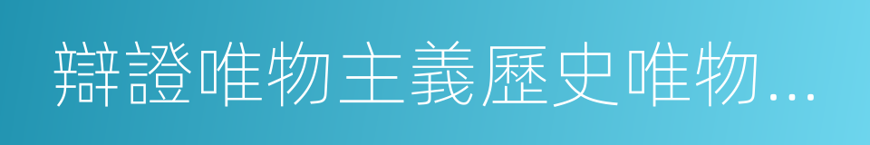 辯證唯物主義歷史唯物主義的同義詞