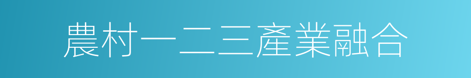 農村一二三產業融合的同義詞