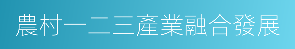 農村一二三產業融合發展的同義詞