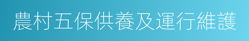 農村五保供養及運行維護的同義詞