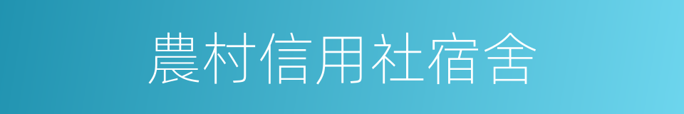 農村信用社宿舍的同義詞