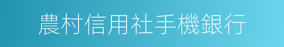 農村信用社手機銀行的同義詞