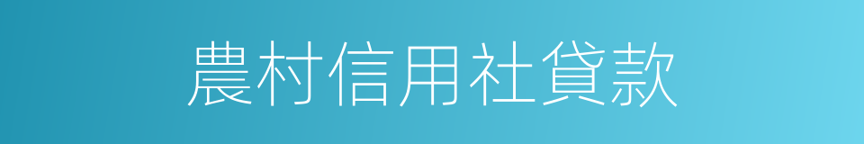 農村信用社貸款的同義詞