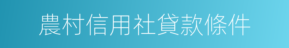 農村信用社貸款條件的同義詞