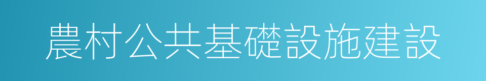 農村公共基礎設施建設的同義詞