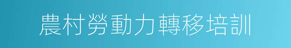 農村勞動力轉移培訓的同義詞