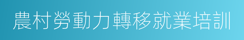 農村勞動力轉移就業培訓的同義詞