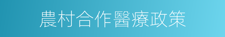 農村合作醫療政策的同義詞