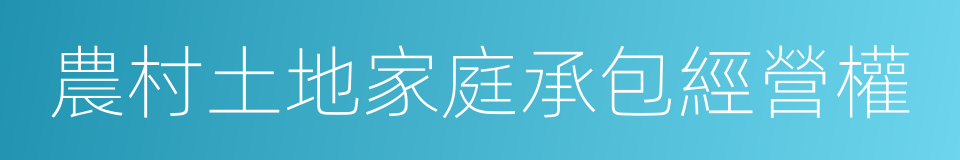 農村土地家庭承包經營權的同義詞