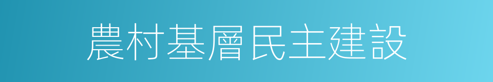 農村基層民主建設的同義詞