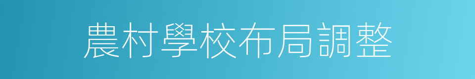 農村學校布局調整的同義詞