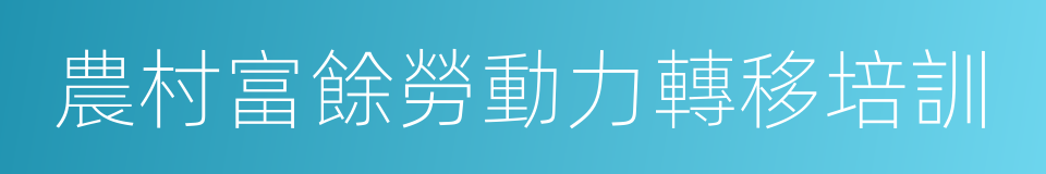 農村富餘勞動力轉移培訓的同義詞