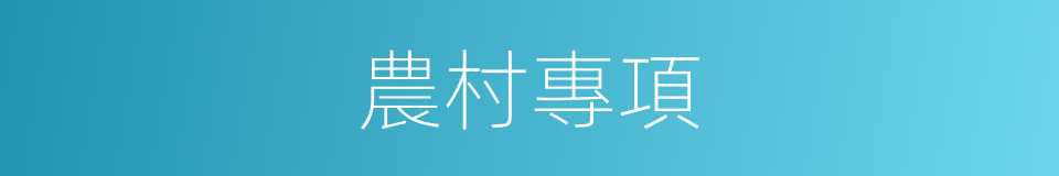 農村專項的意思