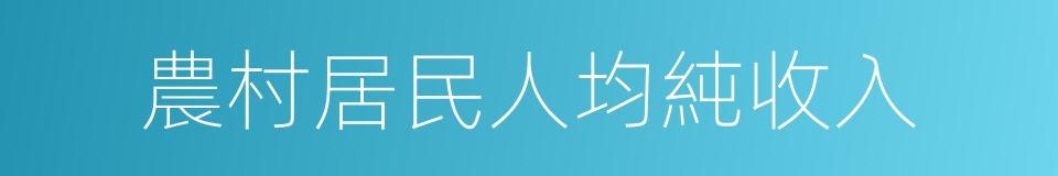 農村居民人均純收入的同義詞