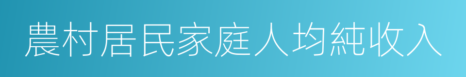 農村居民家庭人均純收入的同義詞