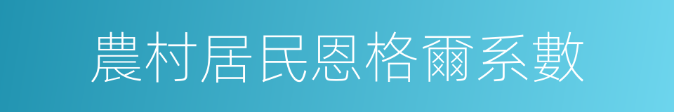 農村居民恩格爾系數的同義詞