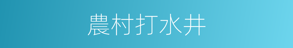 農村打水井的同義詞