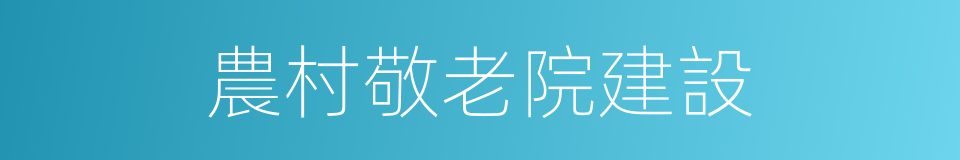 農村敬老院建設的同義詞