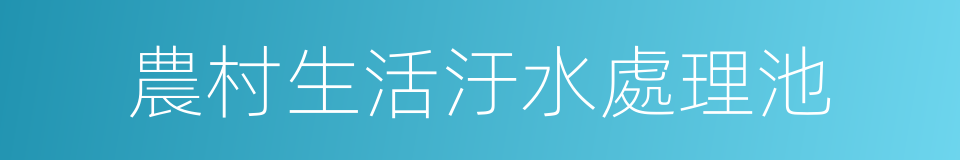 農村生活汙水處理池的同義詞