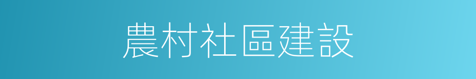農村社區建設的同義詞