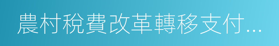 農村稅費改革轉移支付資金的同義詞