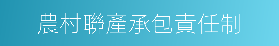 農村聯產承包責任制的同義詞