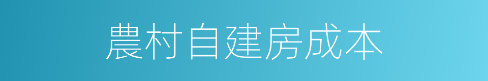 農村自建房成本的同義詞