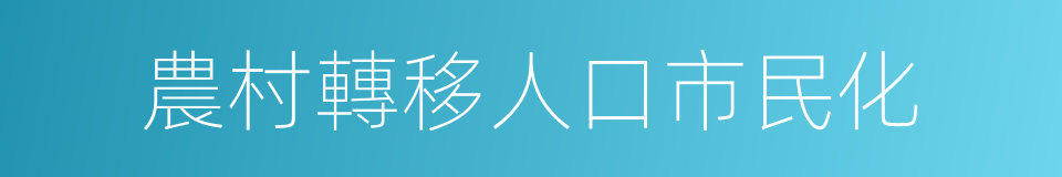 農村轉移人口市民化的同義詞