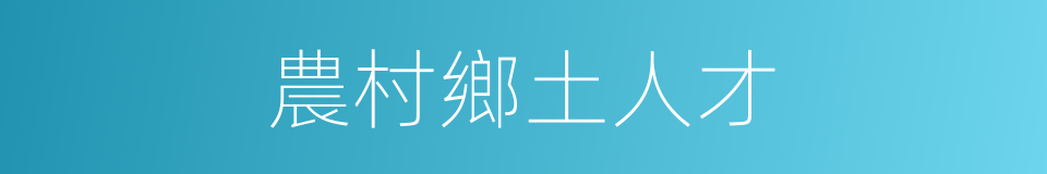 農村鄉土人才的同義詞