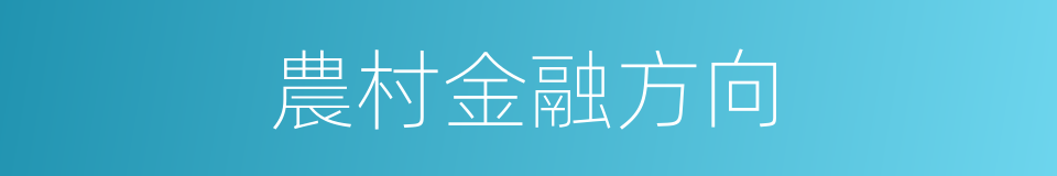 農村金融方向的同義詞
