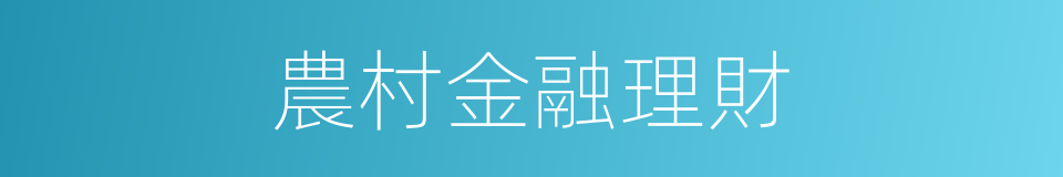 農村金融理財的同義詞