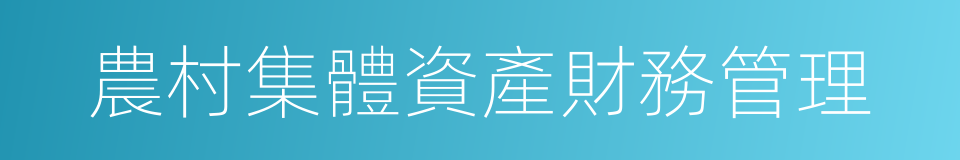 農村集體資產財務管理的同義詞