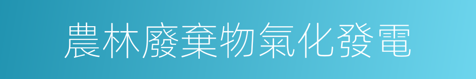 農林廢棄物氣化發電的同義詞