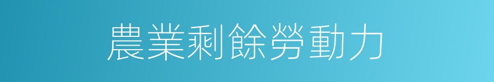 農業剩餘勞動力的同義詞