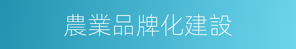 農業品牌化建設的同義詞