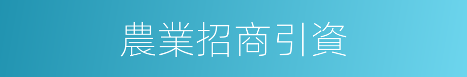 農業招商引資的同義詞