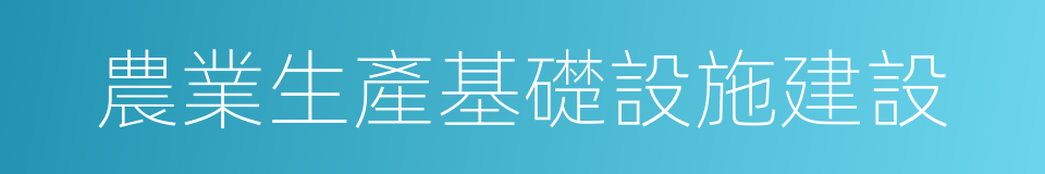 農業生產基礎設施建設的同義詞