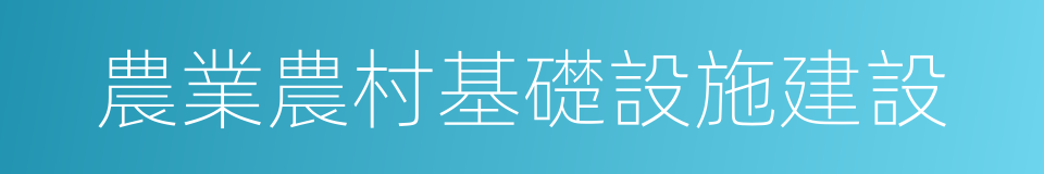 農業農村基礎設施建設的同義詞