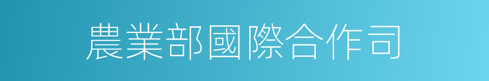 農業部國際合作司的同義詞