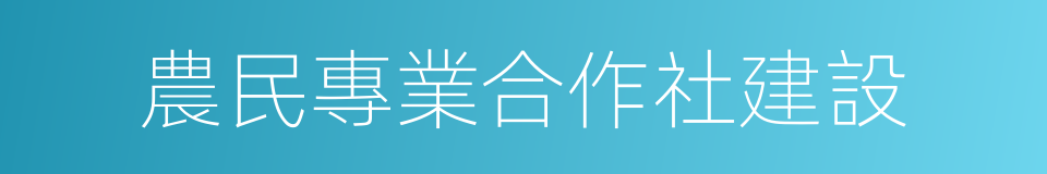 農民專業合作社建設的同義詞