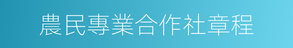 農民專業合作社章程的同義詞